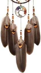 MOONFLY Dream Catcher Handmade Traditional Feather Dreamcatcher Hanging Home Wall Decoration Craft Ornament for Home, Bedroom, Kids, Boys Native American Style Décor (Brown Life Tree)