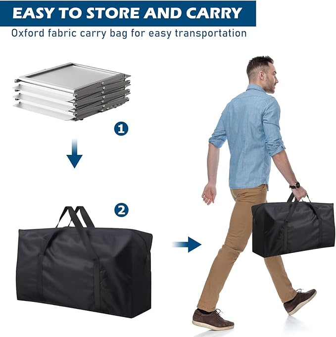 6 Pockets Foldable Literature Rack - Aluminum Magazine Rack, Brochure Catalog Display Stand with Carrying Bag for Exhibition, Trade Show, Office, Retail Store, Home - Silver
