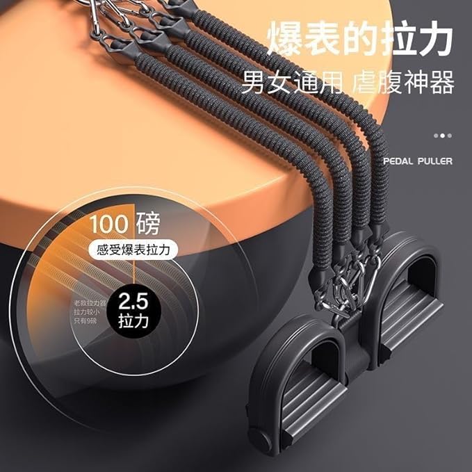 Multifunction Pedal Resistance Band with Handle，Sit Up Workout Equipment for Abdomen, Waist, Arm, Core/ABS, Physical Therapy, Leg