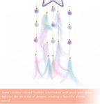 Pretty Jolly Purple Star Kids Dream Catcher Wall Decor Pompom Feather Baby Dreamcatcher Handmade Children Dream Catcher Home Décor Wall Hanging for Nursery Bedroom Boys Girls Birthday Gift-25.6in