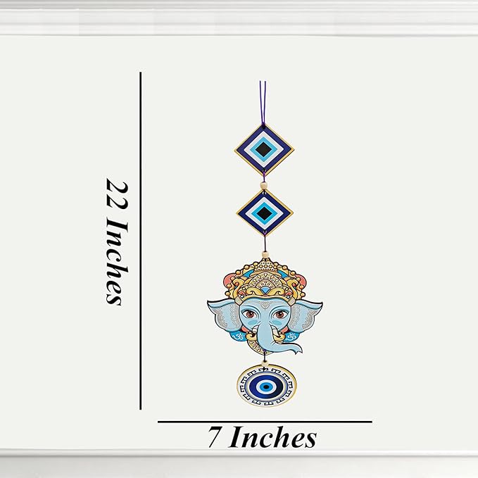 Decorative Bird Mobile Wall Hanging, Colorful Swallow Design with Flowers, Traditional Tattoo Style Art Evil Eye (Ganesh_JI_Hanging_D_1)
