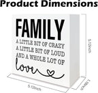 Funny Wood Sign, Family A Little Bit Of Crazy A Little Bit Of Loud And... Housewarming Gift, Box Sign Decor Tabletop, Living Room Decor, Hallway Decoration, 5.1x5.1inches