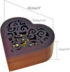 WESTONETEK Heart Shaped Vintage Wood Carved Mechanism Musical Box Wind Up Music Box Gift for Christmas/Birthday/Valentine's Day, Melody Happy Birthday to You