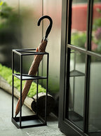 Indoor Umbrella Holder Stand,Umbrella Stand Modern Black Long Short Umbrella Holder, Creative Geometric Canes Golf Clubs Stand with Drip Tray, for Home Hotel Hallway Entrance Corner