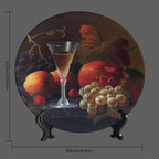 WineDecorative Plate Holder, 10 Inch, Fruits and Wine Round Display Plate, Home Wobble-Plate with Display Stand, for Kitchen Party Coffee Table Decor Art