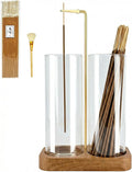 Incense Holder,Wooden Incense Holder for Sticks with 20 Incense Sticks, Anti-ash Incense Burner with Glass Ash Catcher, Wood Incense Holder 20 Stick (2 Glass Rectangle Base)
