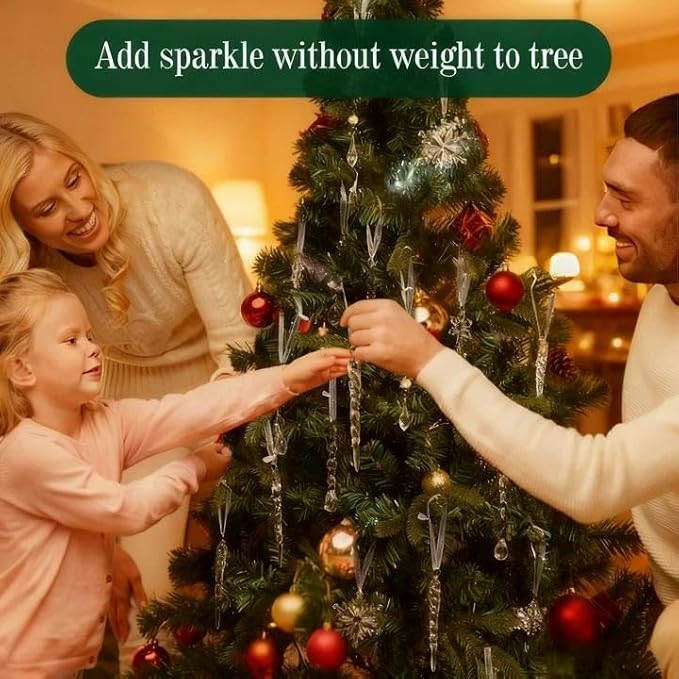 Christmas Tree Decorations 18Pcs(Ready to Hang), Acrylic Crystal Ornaments for Christmas Tree- Hanging Christmas Snowflake Decorations for Xmas Decor, Weddings, Frozen Birthday Parties