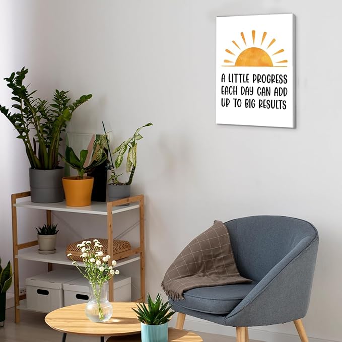 Inspirational Office Wall Art Decor, Motivational Add Up to Big Results Positive Quote Daily Affirmations Artwork Posters for Home Office Gym Classroom Decorations (11.5 X 15 Inches, Framed)
