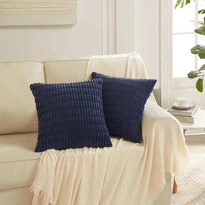 Fancy Homi 4 Packs Decorative Throw Pillow Covers for Living Room Couch Bed, Modern Farmhouse Boho Home Décor Accent Cushion Case, 22" x 22", Navy Blue