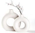 CEMABT Vases for Pampas Grass,2PC Creative Vase Modern Home Decor,Handmade Vase White Ceramic Dried Flowers Crafts Ornaments for Office Home Deco Decoration,Vase Beige