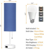 Dott Arts 18" Table Lamp for Bedroom, 3-Color Bedside Lamps with Pull Chain, Bedroom Table Lamps for Nightstand,AC Outlet Small Lamp for Living Room, Bulb Included Blue
