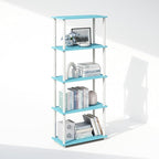 Furinno Turn-N-Tube Book Shelf, 5-Tier Bookshelf, Bookcase with Multipurpose Compact Display Rack, 11.6 x 23.6 x 57.4, for Living Room, Bedroom, Home Office, Light Blue/White