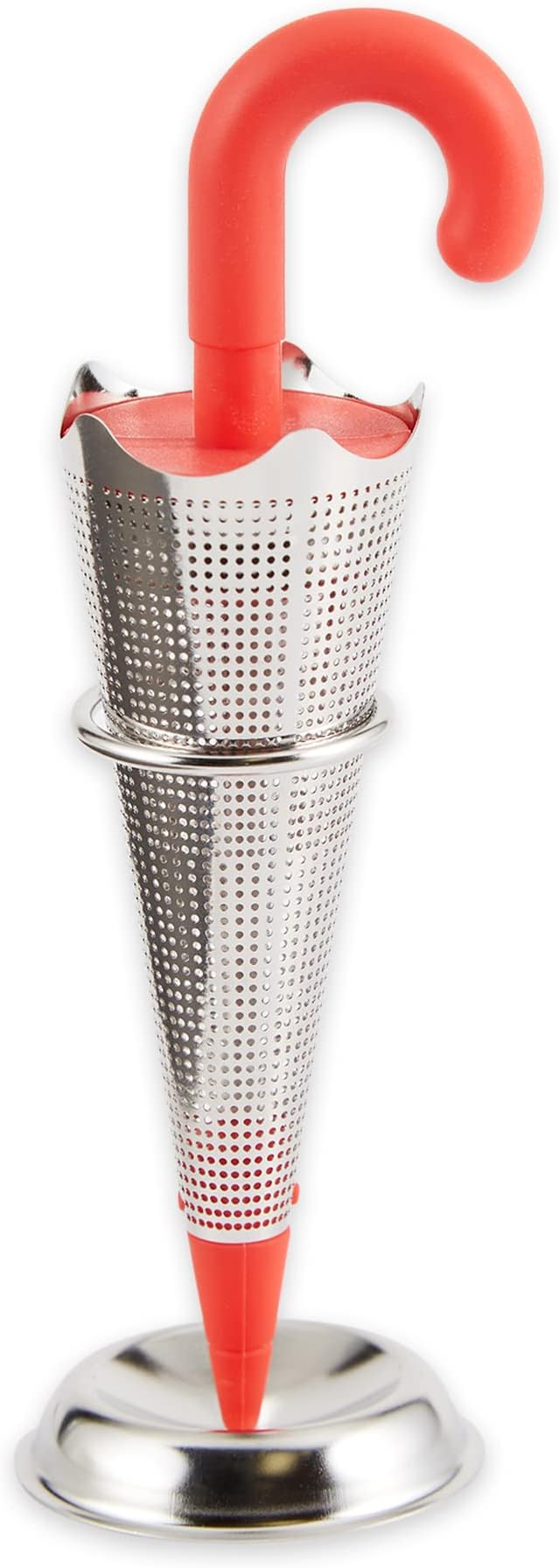 RSVP International Novelty Loose Leaf Tea Infuser/Strainer Includes Drip Stand, Umbrella/Stand, 1.25 x 5"