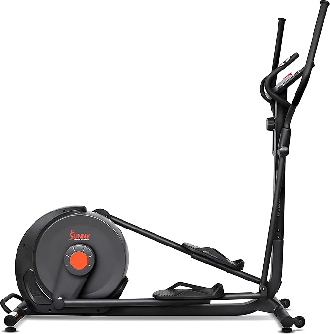 Sunny Health & Fitness Power Stride Smart Elliptical with 17.7" Stride & Pulse Sensor, 16 Level Magnetic Resistance Cross Trainer for Home Full Body Workout with SunnyFit App, Optional Electromagnetic