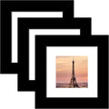 4x4 Picture Frame 3 Pack - Black Poster Frame Display Pictures 3x3 with Mat or 4 x 4 Without Mat for Wall Hanging Horizontal and Vertical