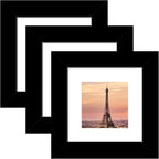 4x4 Picture Frame 3 Pack - Black Poster Frame Display Pictures 3x3 with Mat or 4 x 4 Without Mat for Wall Hanging Horizontal and Vertical