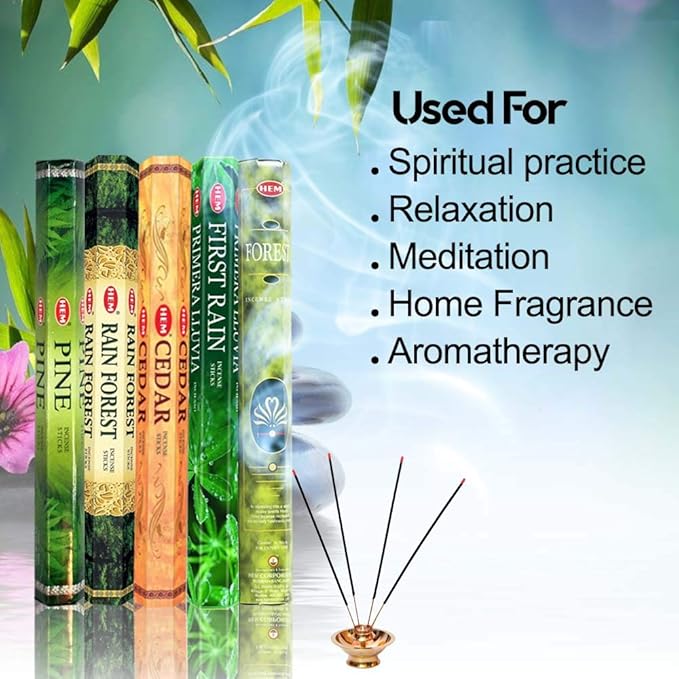 HEM Forest, Cedar, Pine, Rain Forest & First Rain Incense Sticks Combo – 5 Fragrances | 120 Sticks Total | Handcrafted, Long-Lasting Aroma for Meditation, Yoga, Relaxation & Home Freshness