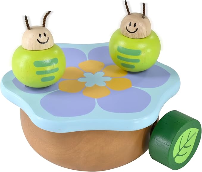 Wooden Music Box Mechanism - Rock n Roll Dancing Bug on Flower Playing Minuet No.3 for Kids (Caterpillar)