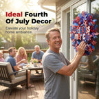 Patriotic Wreaths for Front Door, 250 Anniversary Decorations 4th of July Decorations Outdoor, Handcrafted Memorial Day Wreaths, Festival Celebration USA Flag Printed Wreath (E)