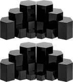 Jetec 12 Pcs Hexagonal Jewelry Display Risers Hexagonal Market Display Risers Stands Acrylic Showcase Acrylic Stand for Jewelry Model Figures Decoration, 6 Sizes (Black)