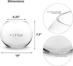 CYS EXCEL Glass Bubble Bowl (H-7.5" W-10", Approx. 2 Gal.) Multiple Size Choices Fish Bowl Vase Glass Round Bowl Terrarium Globe Flower Vase Centerpiece
