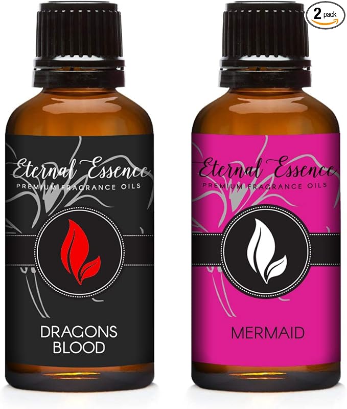 Eternal Essence Oils 2 Pack 30ml Premium Fragrance Oil - Dragons Blood & Mermaid - for Candle, Soap Making, Aromatherapy, Diffusers, Home Care, & Humidifiers