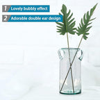 MDLUU Decorative Glass Vase 11" Tall, Bubble Air Flower Vase with Handles, Handblown Jug Vase for Dining Room, Bedroom, Bathroom, Mantel