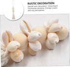 Pastoral Wooden Beads String with Shells and Tassels Creative Boho Decor for Home Beach Inspired Rustic Touch Versatile Hanging Garland for Walls Windows