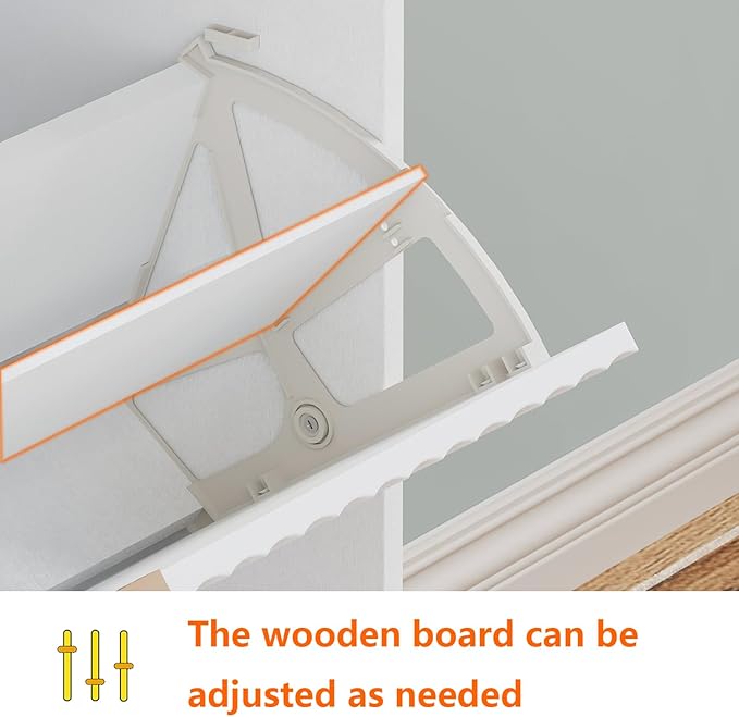Shoe Cabinet Storage,Modern Freestanding Organizer with 4 Flip Drawers,Narrow Shoe Rack Cabinet for Entryway,White