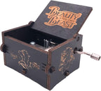 Youtang Beauty and The Beast Music Box Hand Crank Musical Box Carved Wooden,Play (Beauty and The Beast Theme, Black)