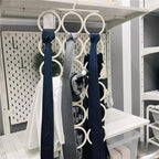 18 Circles Scarf Hanger for Multiple Scarves,Hijab Hangers for Closet for Scarves, Belt Organizer for Closet,Towels,Hijab and Tie, Foldable Hanger (1, White)