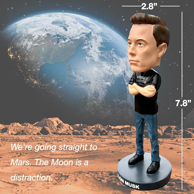 Bobbletopia Elon Musk Bobblehead World Leaders Series | Entrepreneur & American Patriot Collectible, 8" Polyresin Figurine, Comes in Display Box