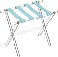 Sumerflos Acrylic Luggage Rack for Guest Room - Foldable Suitcase Stand with Leather Straps for Bedroom Living Room Hotel Heavy-Duty, Holds up to 50-100 lb lightweight Space Saving (Blue & Handle - 1 Pcs)