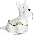 Hand Painted Trinket Box for Home Decor Accents, Enamel Hinged Jewelry Box for Bookshelf Office Table Desk Decoration, Classical Figurine Collectible Keepsake Animal Sculptures (Scottish Terrier)