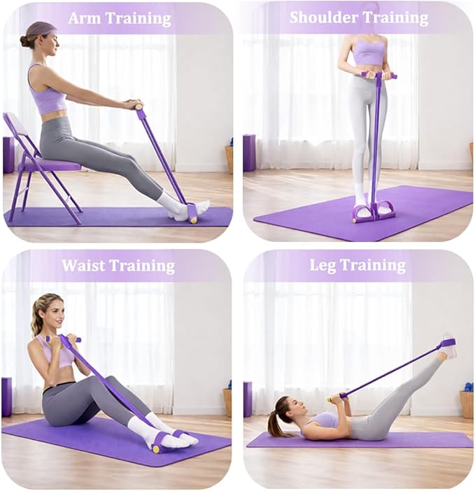 Resistance Bands with Handles, 6-Tube Foot Pedal, Natural Rubber Ankle Puller for Sit-ups & Full Body, Portable Home Gym Strength for Legs, Arms & Core – Fitness Bands for Women, Stretching & Toning