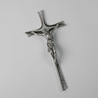 ShineOnAngel Crucifix Wall Cross, 12 Inch Silver Color Durable Resin Wall Crucifix Modern Home Decor, Hand Painted Antique Style Jesus Cross for Wall Religious Housewarming Gifts