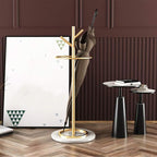 WXYZ Golden Umbrella Stand with Branch Shape, Creative Wrought Iron Umbrella Barrel with Solid Marble Base, Decorative Ornaments 32x55cm (Color : Gold+White)