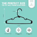 Sharpty Kids Plastic Hangers, Children's Hangers for Baby, Toddler, and Child Clothes - Everyday Standard Use - Ideal for Boys and Girls Closet, Clothing, Pants, Coats, and More - Black, 40 Pack