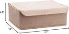 ALYER Collapsible Drawer Organizer,Underwear Drawer Divider for Socks Panties Bras Ties Clothing,Sturdy Closet Storage Divider with Lid(Beige)