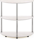 Furinno Frans Turn-N Half Round Console Table with Stainless Steel Tubes, White Oak, 15.6D x 31.1W x 30.8H in