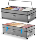 Under Bed Storage with Wheels Height Adjustable 2 Pack Under Bed Storage Containers with Clear Lid & Handles Rolling Under Bed Drawers for Clothes Shoes Toys Blankets Grey