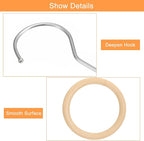 uxcell 4.7 Inch Scarf Ring Hanger, Scarf Organizer Holder Wooden Circle Rings Hanging Hook for Belt Tie Scarf, 15cm Length Hook (Silver)