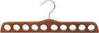 Walnut Finish Wood Scarf Hanger with 10 Holes and Brass Hardware in 17 1/2" Length X 3/4" Thick, 1 Hanger