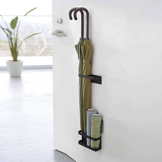 Umbrella Stand Holder Indoor, Magnetic Space Saving Umbrella Stand No Punching, Durable Height Adjusting Wall Mounted Umbrella Holder Rack for Hotel Hallway for Home Office(Black)