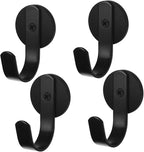 Magnetic Wreath Hanger, Heavy Duty Magnets with Hook for Refrigerator, Christmas Decoration Magnetic Hooks for Metal Front Door, Cruise Hook Hanger for Hanging Cabins Grill Coat Pattern (Black - 4PCS)