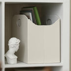 EZDeco Magazine Holder Foldable Magazine Rack Floor PU Leather File Holder Newspaper Book Storage Magazine Basket Document File Folder Organizer for Office Home (Off-White)
