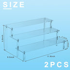 Hoewina 2PCS Acrylic Risers Display Stands, 3 Tier Perfume Organizer Display Shelf & Versatile Cupcake Stand Holder, Display Risers for Figures, Dessert Shelves for Party for Decoration and Organizer