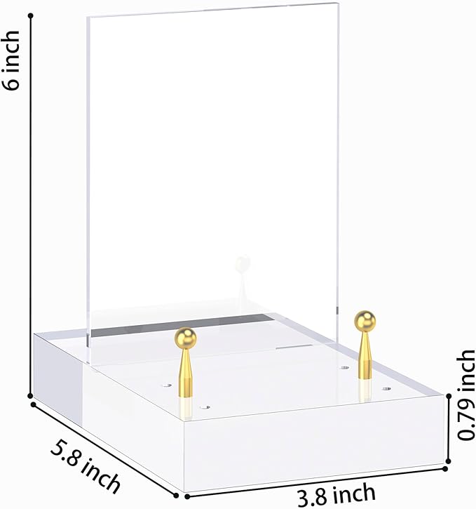 SVENJBB Acrylic Easel Display Stand with Adjustable Gold-Toned Pegs – Crystal Clear Acrylic with Floating Appearance, Ideal for Photos, Cookbooks, Invitations, and Plates, 1Pack
