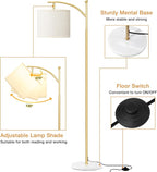 Ambimall 60" Floor Lamp for Living Room with 3 Color Temperatures, Gold Standing Lamp with White Marble Base, Modern Tall Lamp for Bedroom Office, 9W LED Bulb Included
