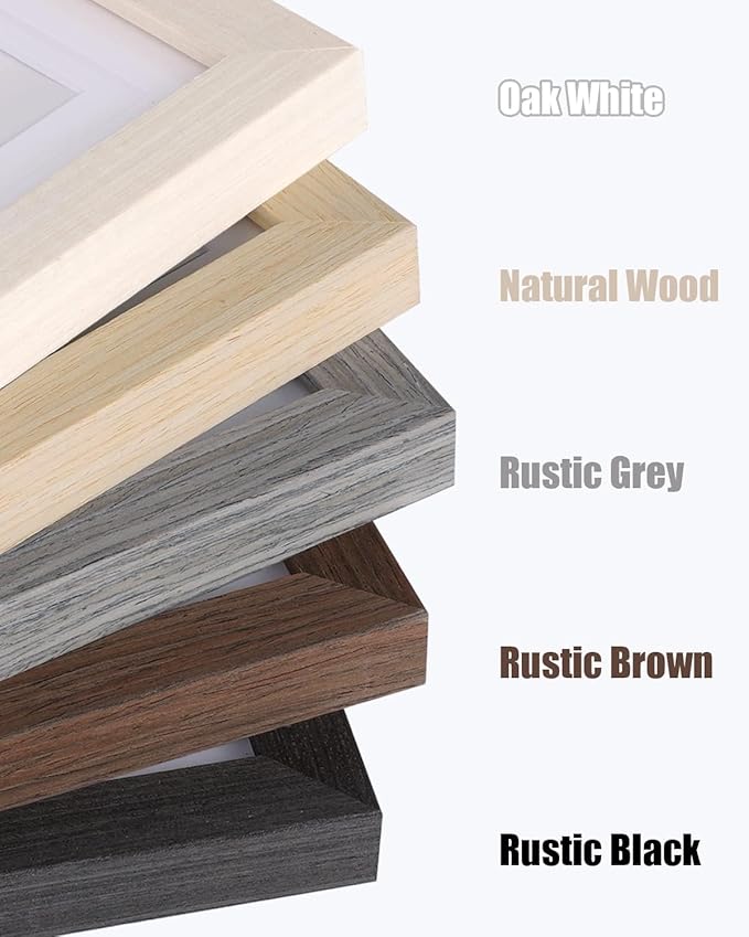 Egofine 9x12 Picture Frames Set of 4, Made of Solid Wood Covered by Plexiglass 5x7 and 6x8 with Mat or 9x12 without Mat, for Table Top Display and Wall Mounting Photo Frame Brown
